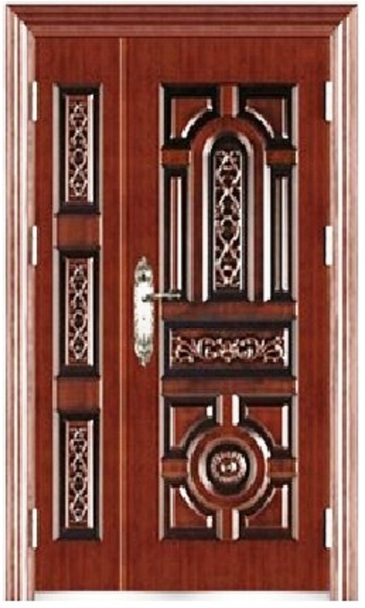 EXCLUSIVE STEEL DOORS : 
high quality steel door of each weighing minimum 65 kg with frame with wooden finish and looks. There are variety of products available so for more detail plz contacts us or else.
Features:
1) Material: cold-rolled steel
2) Thickness of the door leaf: 5cm7cm10cm
3) Frame outer sizes (H x W):
a) 2,050 x 960mm
b) 2,050 x 860mm
c) 1,970 x 860mm
d) 1,970 x 960mm
4) Accessories: adjustable reinforced hinges, specialty multi-point lock, handles,
peephole, hidden doorbell, rubber seal and magnetic seal, doorbell, installing
bolts, stainless steel threshold
5) Infilling: honeycomb material
6) Opening direction: inward  outward
7) Opening degree: 90 degrees, 180 degrees
8) Lock handle position: on left  on right
9) Colors: diversified colors available
10) Applicable for the entrance of houses or flats
11) Can also be used as room door
12) Suitable for different wall thickness
13) Shockproof, soundproof, warmth preserved, anti-pry, anti-drill, moisture proof,
guards against theft
14) Environmentally friendly
15) Bright, lustrous and durable appearance
16) OEM service available
